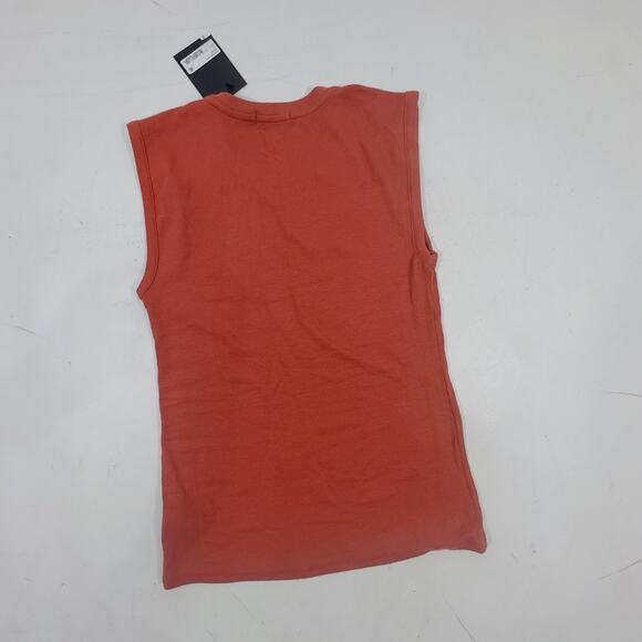 ATM Anthony Thomas Melillo Spice Red Ribbed Sleeveless Tee Top Size Small NWT - Picture 3 of 9